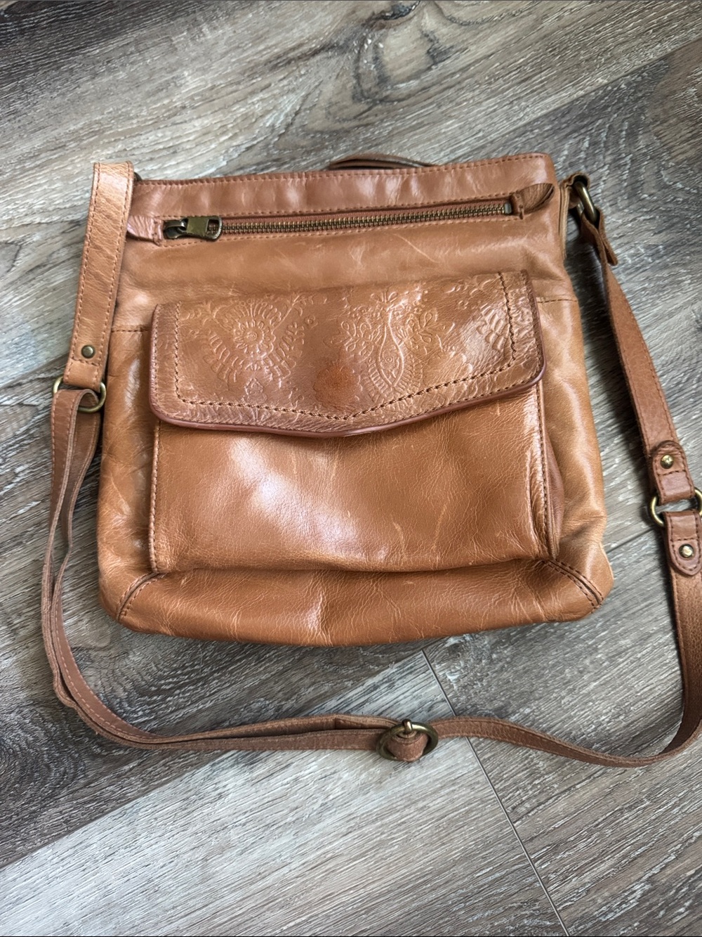The Sak Tan Leather Hobo Crossbody Bag